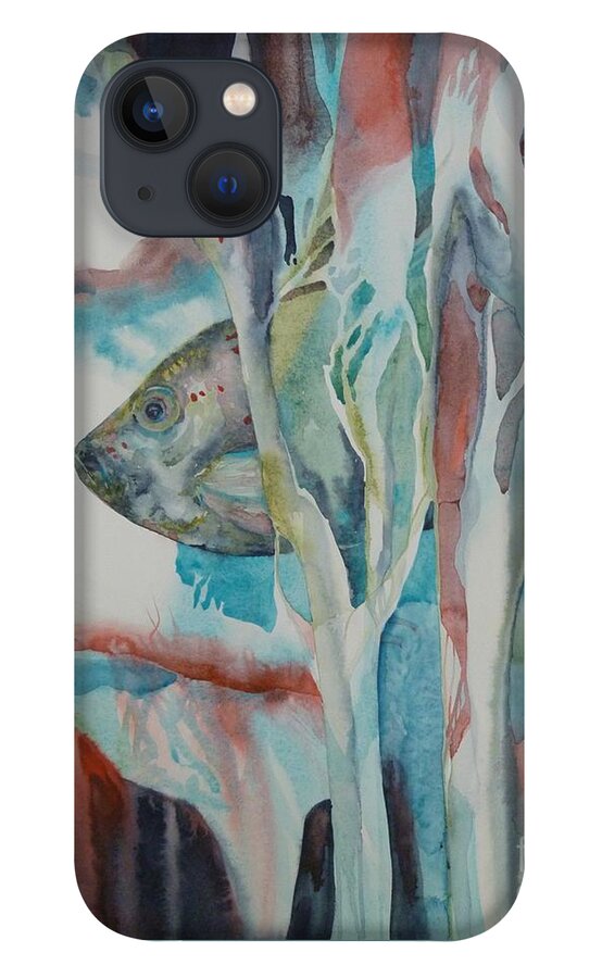 Fish iPhone 13 Case featuring the painting A l'abris by Donna Acheson-Juillet