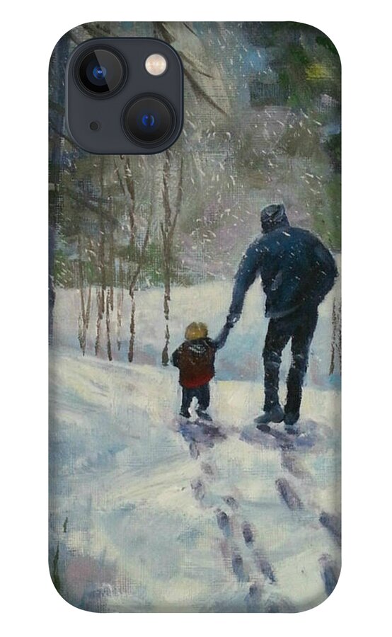 Woods iPhone 13 Case featuring the painting A Walk Thru the Winter Woods by Sharon Casavant