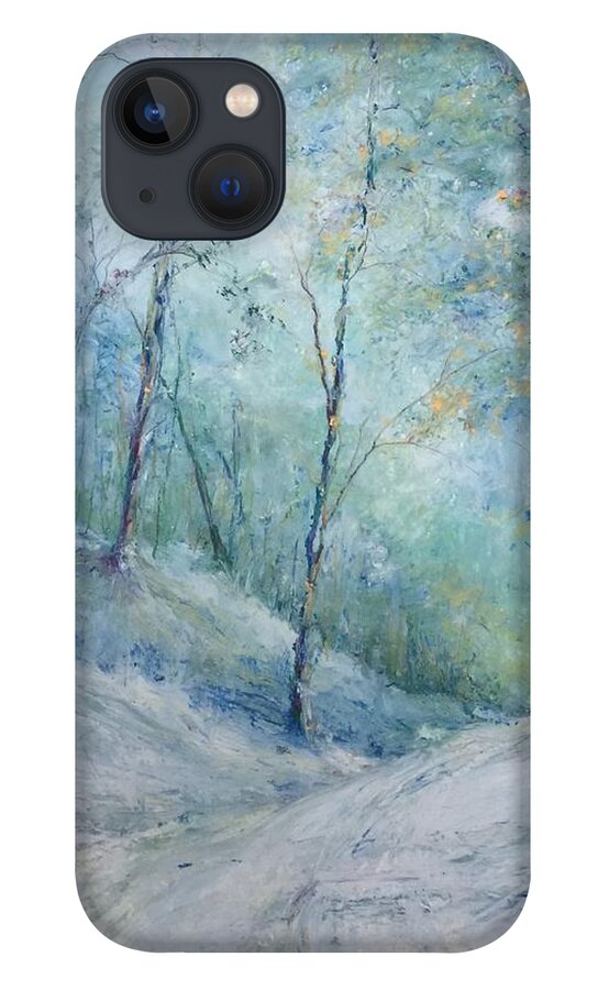 Oil Pastel iPhone 13 Case featuring the painting A Winter's Walk by Robin Miller-Bookhout