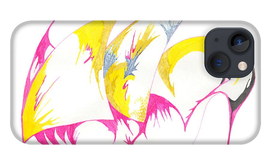 Abstract iPhone 13 Case featuring the drawing Abstract Swan by Mary Mikawoz