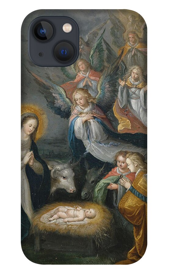 Nativity iPhone 13 Case featuring the painting Adoration of the Shepherds by Cornelis de Baellieur