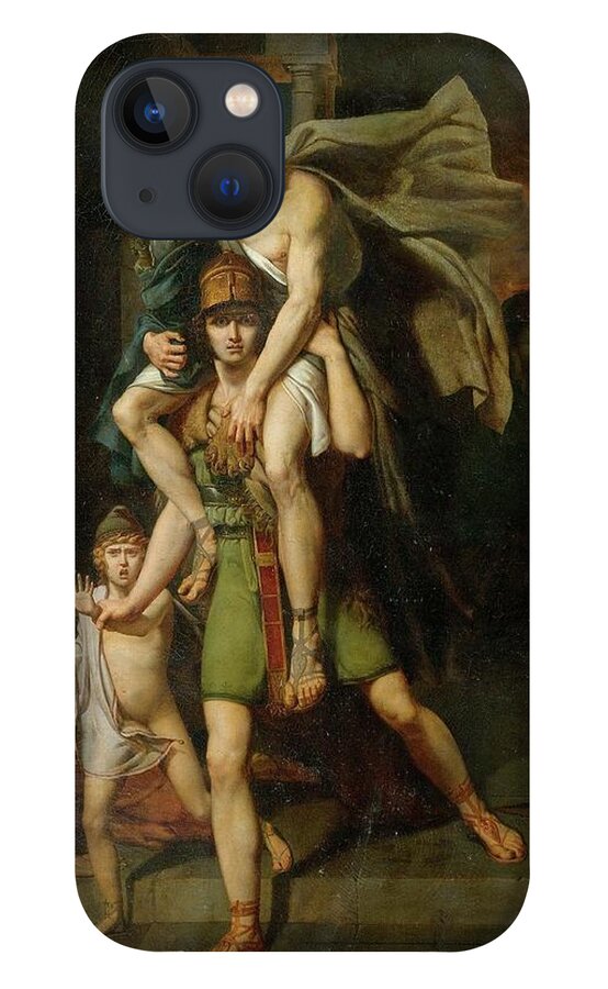 Brocas iPhone 13 Case featuring the painting Aeneas fleeing with his father by MotionAge Designs