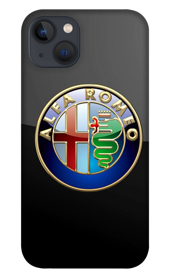 Wheels Of Fortune� Collection By Serge Averbukh iPhone 13 Case featuring the photograph Alfa Romeo - 3 D Badge on Black by Serge Averbukh