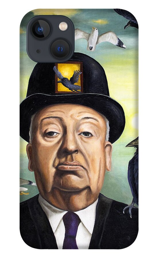 Alfred Hitchcock iPhone 13 Case featuring the painting Alfred Hitchcock by Leah Saulnier The Painting Maniac