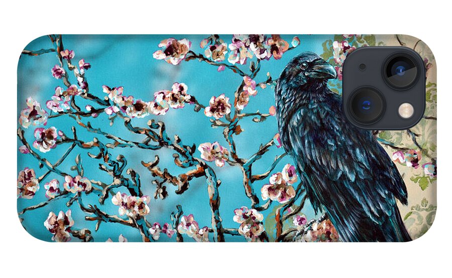 Van Gogh iPhone 13 Case featuring the painting Almond Branch and Raven by Lachri