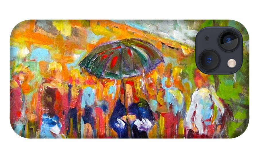 People iPhone 13 Case featuring the painting Alone in a Crowd by Barbara O'Toole