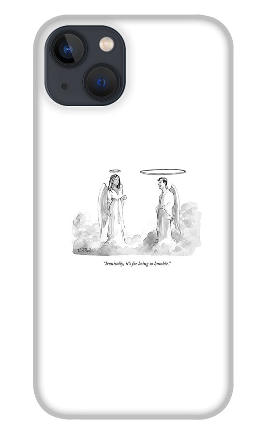 An Angel With An Enormous Halo Talking To Another iPhone 13 Case