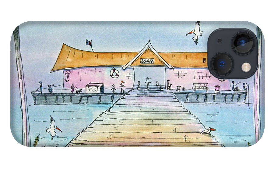 Anna Maria Island iPhone 13 Case featuring the painting Anna Maria City Pier by Midge Pippel