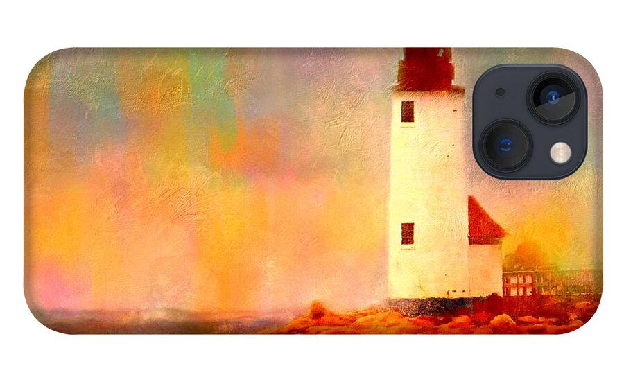Lighthouse iPhone 13 Case featuring the painting Annisquam Rainbow by Sand And Chi