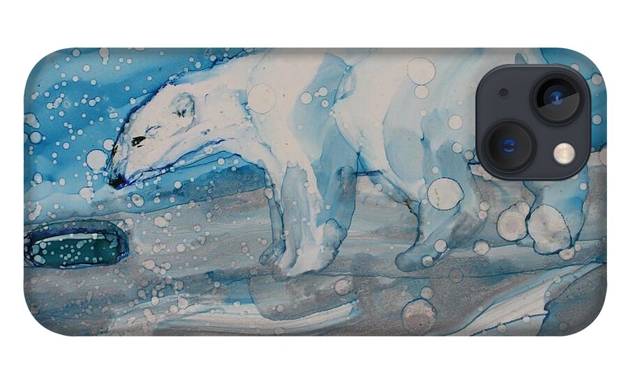 Polar Bear iPhone 13 Case featuring the painting Anybody Home? by Ruth Kamenev