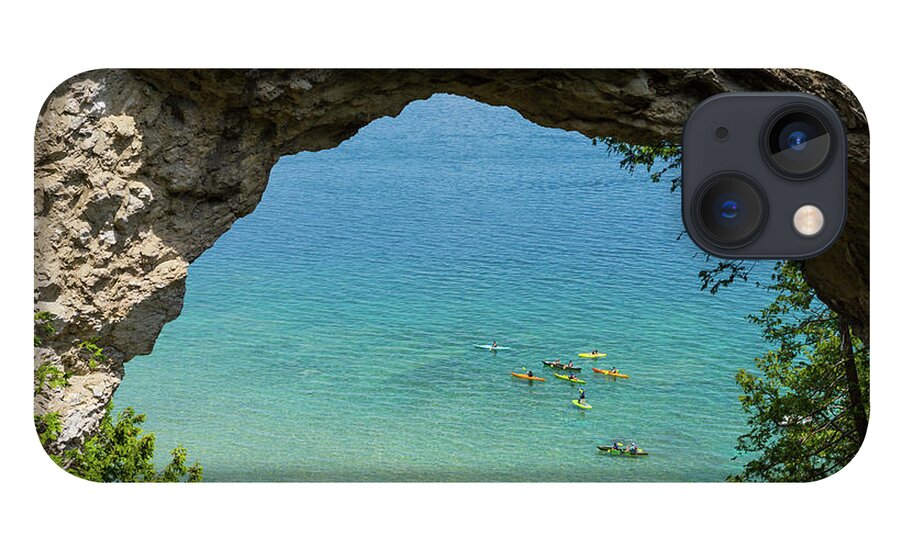 Mackinac Island iPhone 13 Case featuring the photograph Arch Rock Canoeing by Jennifer White