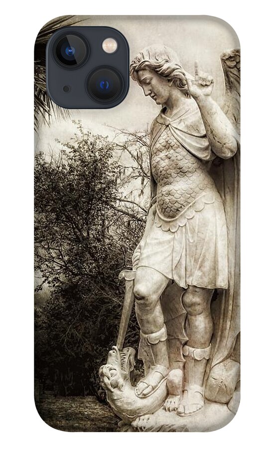 Archangel iPhone 13 Case featuring the photograph Archangel Michael Slaying Dragon by Melissa Bittinger