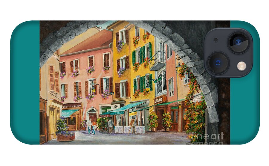 Annecy France Art iPhone 13 Case featuring the painting Archway To Annecy's Side Streets by Charlotte Blanchard