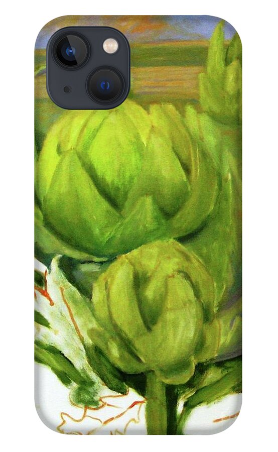 Farming iPhone 13 Case featuring the painting Artichoke unfinished by Maria Hunt