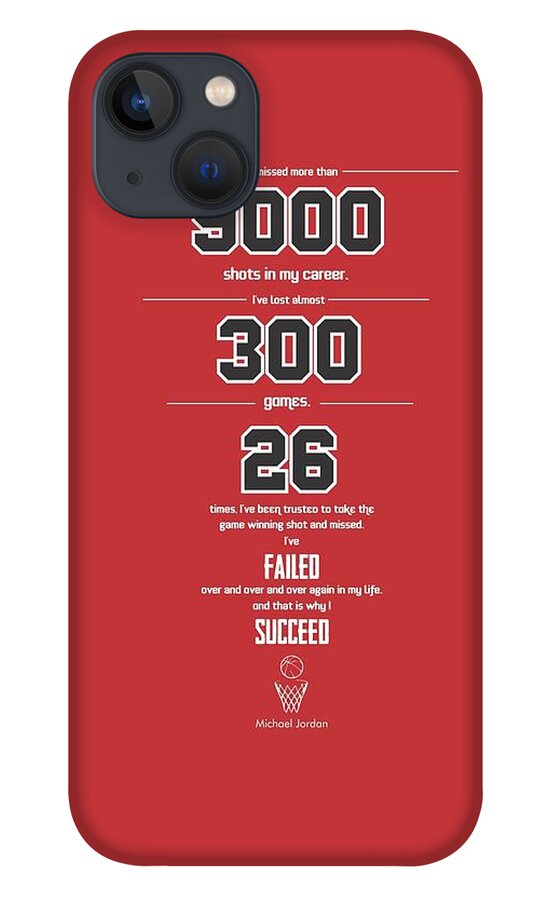 Typography Poster iPhone 13 Case featuring the digital art Michael Jordan quote sports inspirational Quotes Poster by Lab No 4 - The Quotography Department