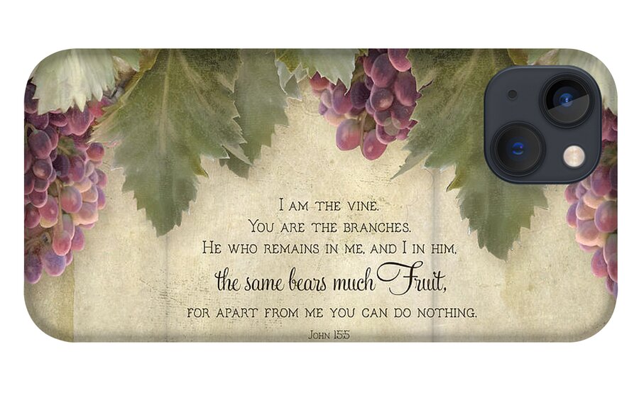 Tuscan iPhone 13 Case featuring the painting Tuscan Vineyard - Rustic Wood Fence Scripture by Audrey Jeanne Roberts