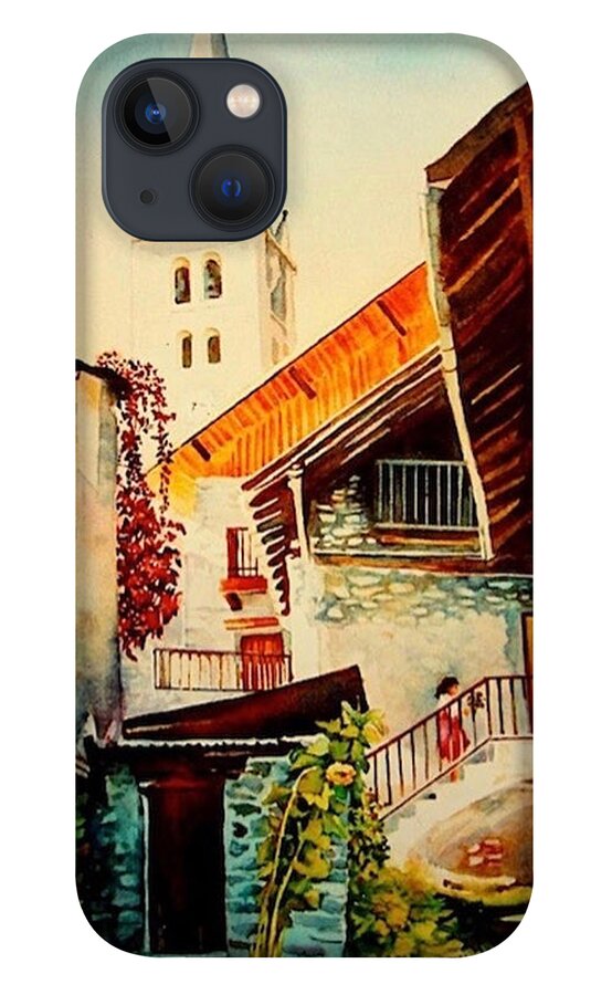 Vallouise iPhone 13 Case featuring the painting Vallouise - Hautes Alpes - France by Francoise Chauray