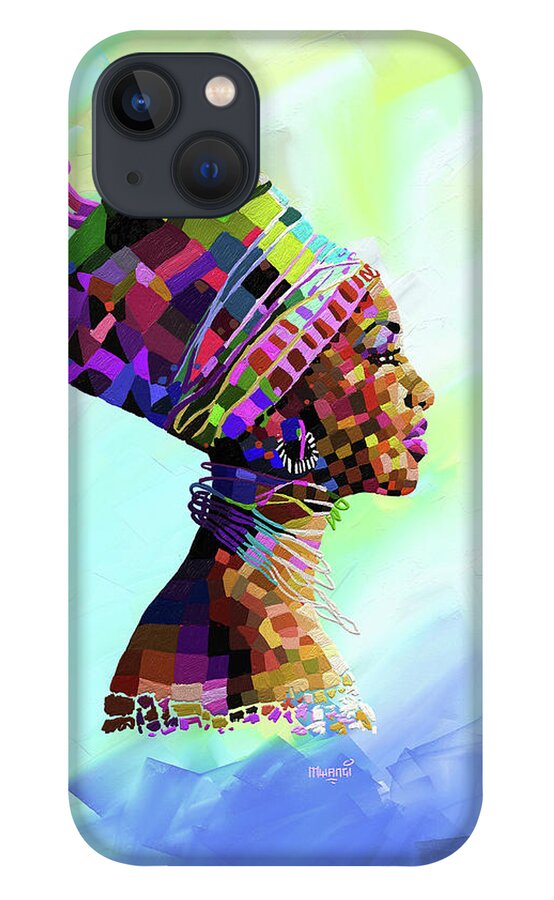 Female iPhone 13 Case featuring the painting Queen Nefertiti by Anthony Mwangi