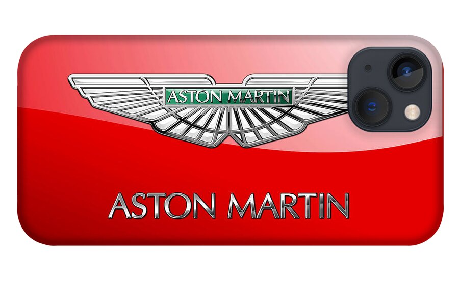 Wheels Of Fortune� Collection By Serge Averbukh iPhone 13 Case featuring the photograph Aston Martin - 3 D Badge on Red by Serge Averbukh