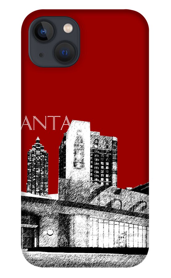 Architecture iPhone 13 Case featuring the digital art Atlanta World of Coke Museum - Dark Red by DB Artist