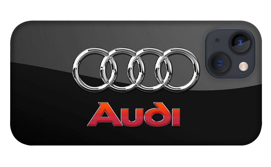 'wheels Of Fortune' Collection By Serge Averbukh iPhone 13 Case featuring the photograph Audi 3 D Badge on Black by Serge Averbukh