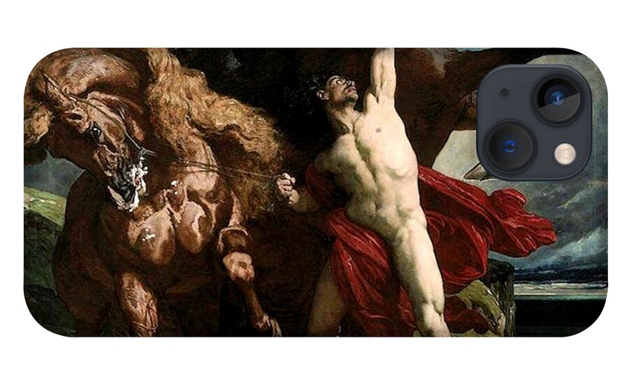 Henry Regnault Automedon Horses Achiles Greek Mythology Iliad Trojan War Homer French Neoclassicism iPhone 13 Case featuring the painting Automedon with the Horses of Achilles by Henri Regnault