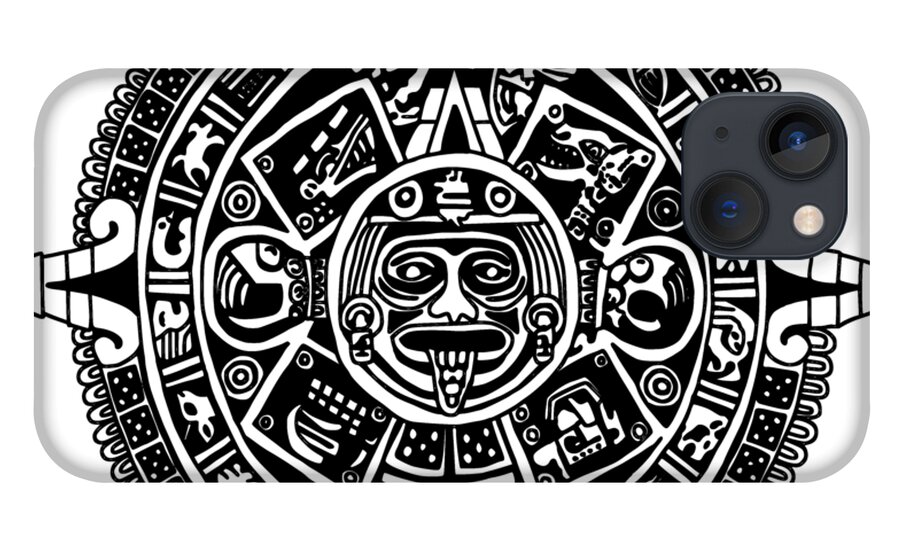 Aztec iPhone 13 Case featuring the digital art Aztecs Calendar by Piotr Dulski