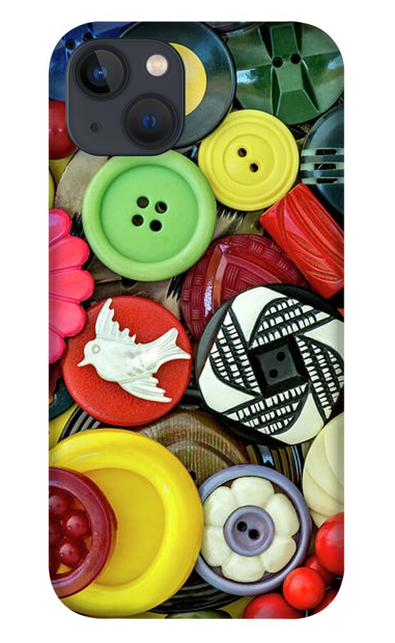 Jigsaw Puzzle iPhone 13 Case featuring the photograph Bakelite Buttons by Carole Gordon