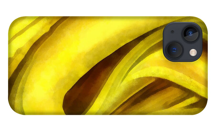 Banana Chocolate Cocoa Yellow Abstract Brown Painting Fruit iPhone 13 Case featuring the digital art Banana with Chocolate by Frances Miller
