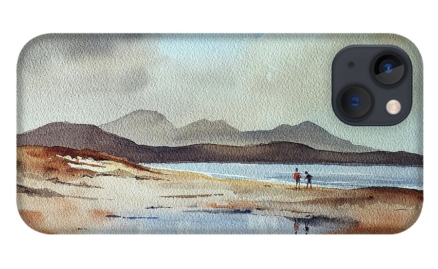 Banna iPhone 13 Case featuring the painting Banna Strand, Co. Kerry. by Val Byrne