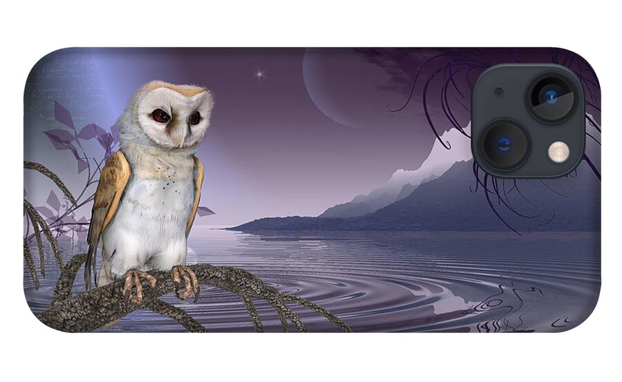 Barn Owl By The Lake iPhone 13 Case featuring the digital art Barn Owl by the lake by John Junek