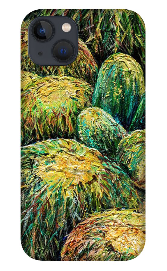 Cactus iPhone 13 Case featuring the painting Barrel Cactus #2 by Sally Quillin