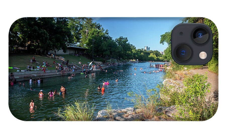 Barton Springs Pool iPhone 13 Case featuring the photograph Barton Springs Pool, a super fun and relaxing natural swimming p by Dan Herron