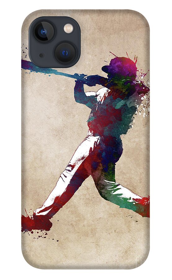 Baseball Player iPhone 13 Case featuring the digital art Baseball player 10 by Justyna Jaszke JBJart