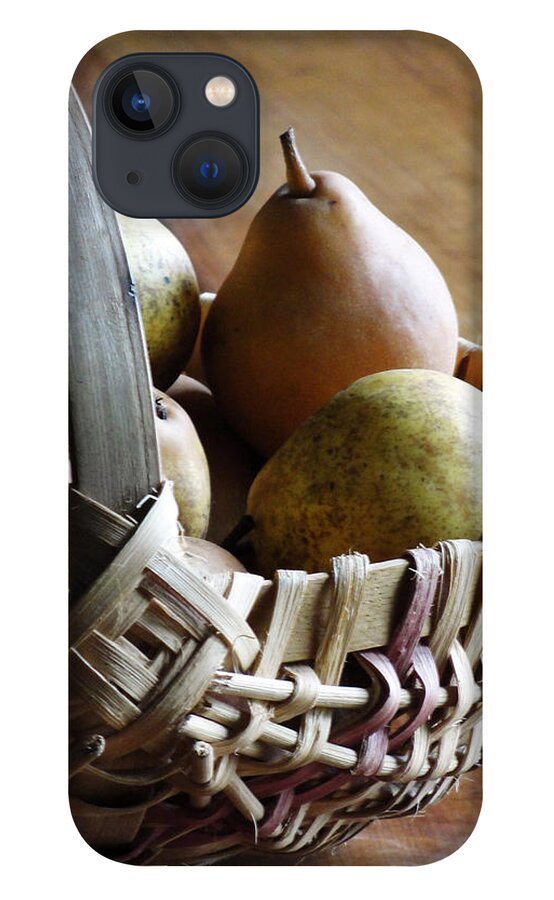 Handmade Basket iPhone 13 Case featuring the digital art Basket and Pears by Jana Russon