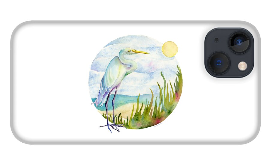 White Bird iPhone 13 Case featuring the painting Beach Heron by Amy Kirkpatrick