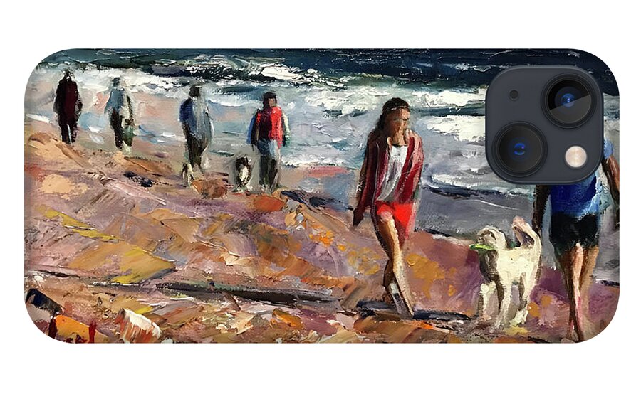 Beach iPhone 13 Case featuring the painting Beach Walk Time by Josef Kelly
