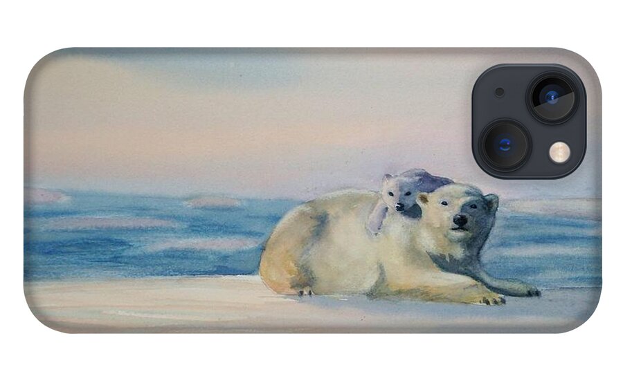 Polar Bear iPhone 13 Case featuring the painting Bear Hug by Petra Burgmann