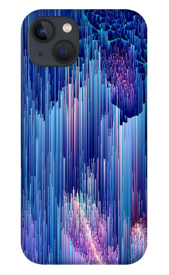 Glitch iPhone 13 Case featuring the digital art Beglitched Waterfall - Pixel Art by Jennifer Walsh