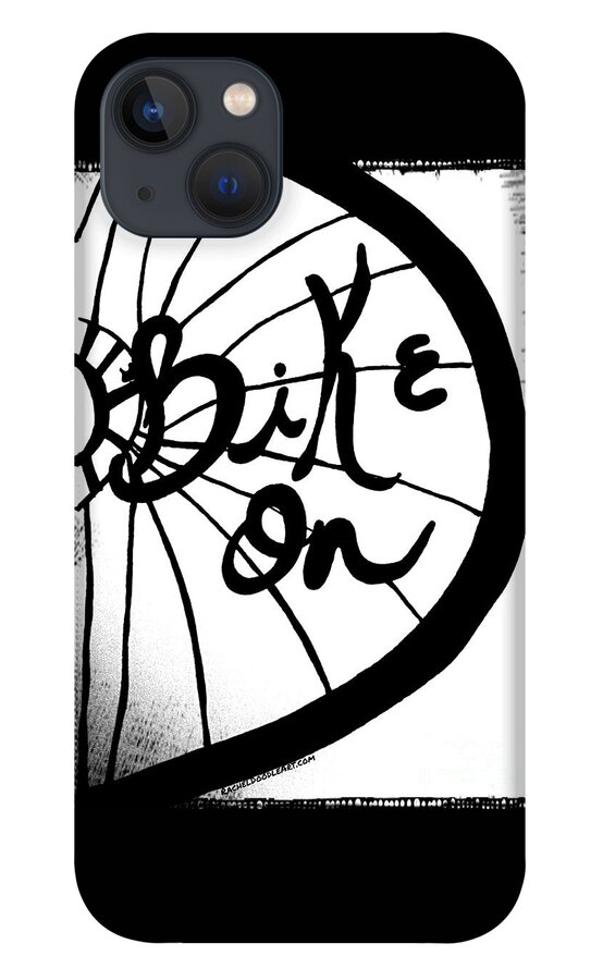 Doodle iPhone 13 Case featuring the drawing Bike On by Rachel Maynard
