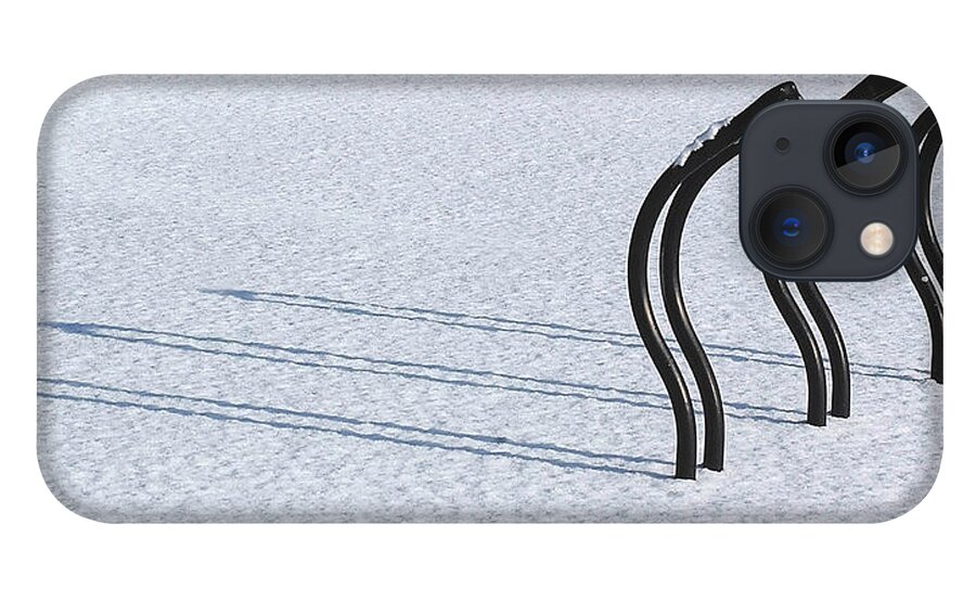 Bicycle Rack iPhone 13 Case featuring the photograph Bike Racks in Snow by Steve Somerville
