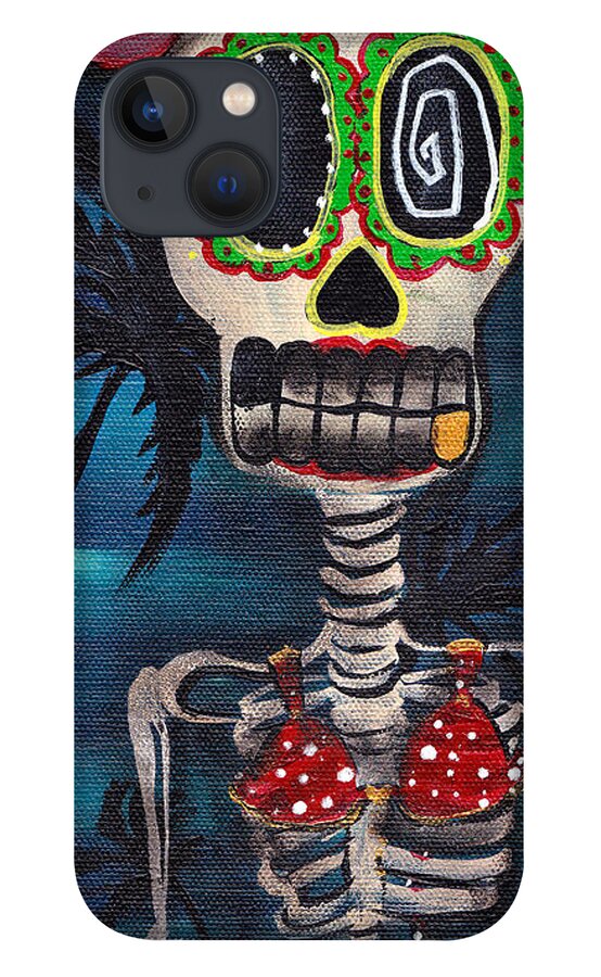 Day Of The Dead iPhone 13 Case featuring the painting Bikini by Abril Andrade