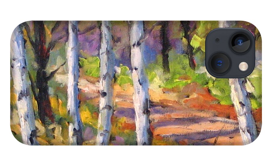 Art iPhone 13 Case featuring the painting Birches 02 by Richard T Pranke