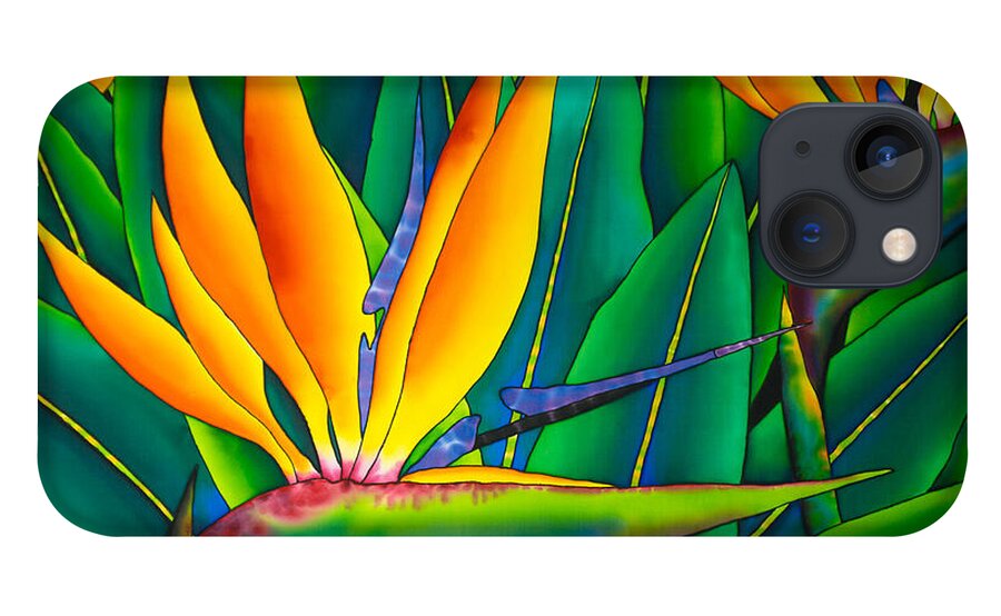 Orange Bird Of Paradise iPhone 13 Case featuring the painting Bird of Paradise by Daniel Jean-Baptiste