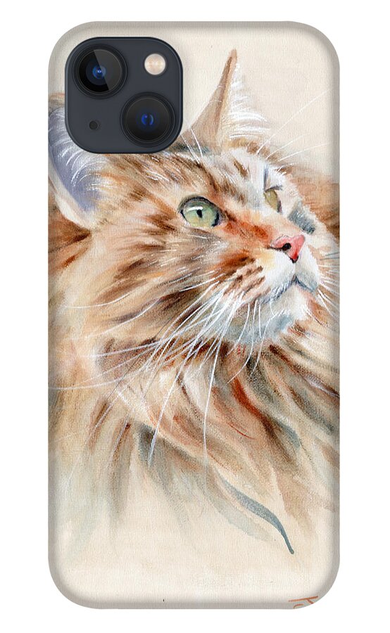 Cat iPhone 13 Case featuring the painting Bird Watching by John Neeve