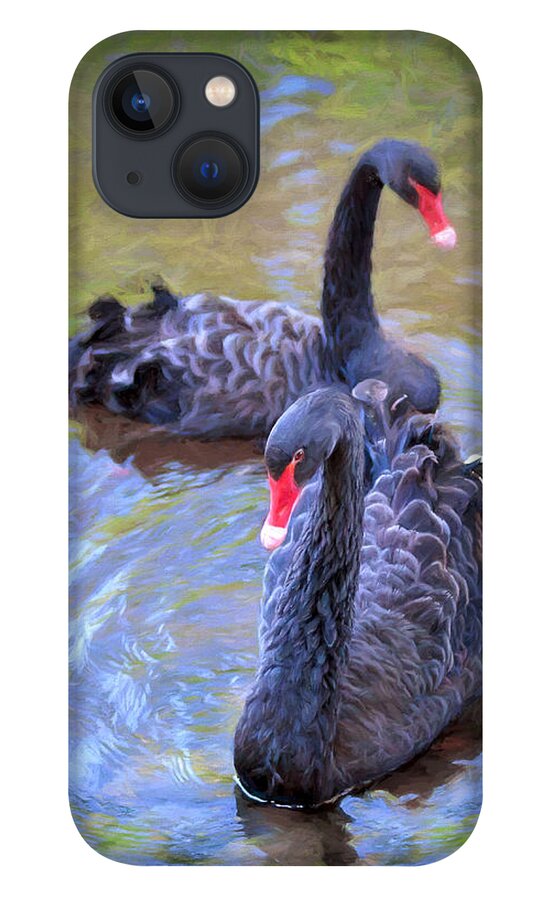 Swan iPhone 13 Case featuring the photograph Black Swans by Susan Rissi Tregoning