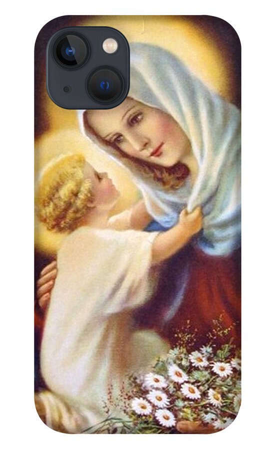 Mary iPhone 13 Case featuring the painting Blessed Virgin and Child by Artist Unknown