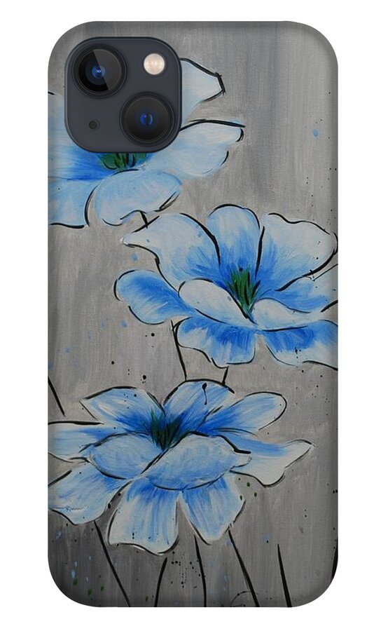 Flower iPhone 13 Case featuring the painting Bleuming by Emily Page