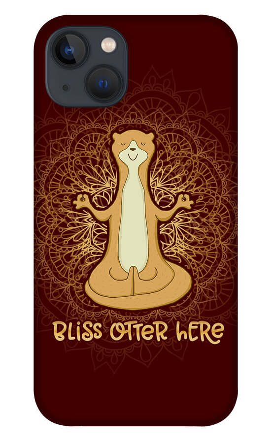 Otter iPhone 13 Case featuring the digital art Bliss Otter Here - Zen Otter Meditating by Laura Ostrowski