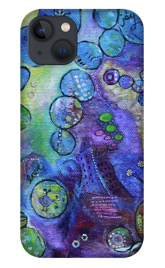 Whimsical iPhone 13 Case featuring the painting Bliss by Winona's Sunshyne
